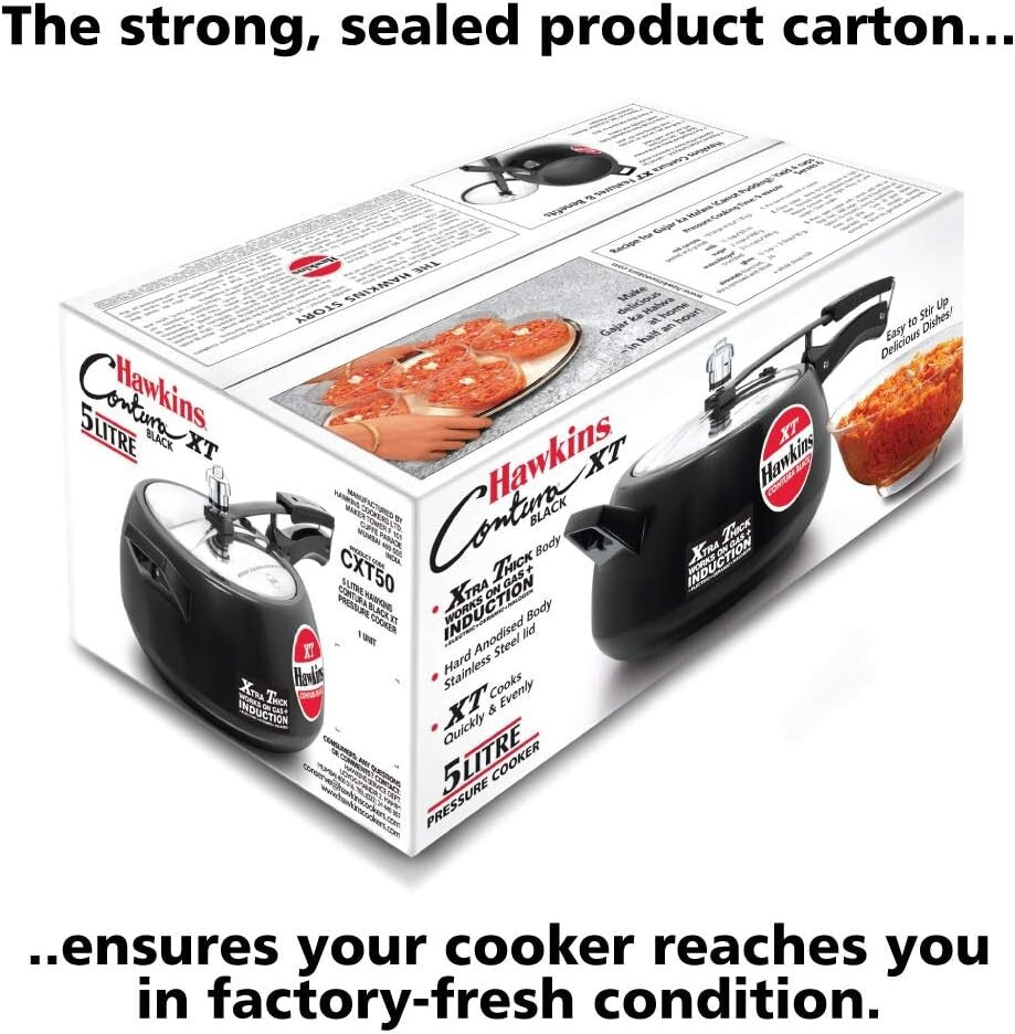 Hawkins Contura XT Pressure Cooker, Black, 5 Litre Capacity  Free Shipping